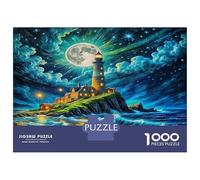 Lighthouse Colourful Lighthouse Under Moon 1000 Pcs Jigsaws for Adults The Impossible Challenge Brain Development 38x26cm/1000pcs