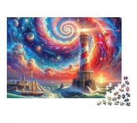 Lighthouse Cosmic Storm 1000pc Heavy-duty Cardboard Puzzle for Brain Teaser Lovers Team Building Leisure Entertainment Home Leisure Time 70x50cm/1000pcs