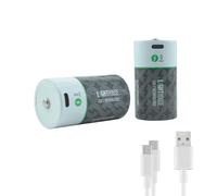 Lighthouse D Type USB-C Rechargeable Batteries Pack of 2 - 4800mAh Li-Ion 1.5V Battery Twin Pack with Fast 2.5h Charge, Up to 1200 Charge Cycles & Included Dual USB-A to USB-C Charging Cable