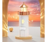 Lighthouse Decoration, Crystal Lighthouse Lamp Lighthouse with LED Projector Light Starry Sky Night Light for Children and Adults Ocean Decoration Gift for Christmas Birthday Valentine's Day (White)
