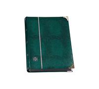 Lighthouse Deluxe Stockbook DIN A4, 64 black pages, padded cover crocodile-look, metal corners, green