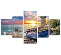 Lighthouse Diamond Art 5D Diamond Painting Landscape 5 Pack DIY Crystal Art Kits for Adults Full Round Drill Gems Arts and Crafts for Adults Mosaic Kit for Home Wall Decor, 36x70in/175x90cm, Model69