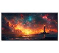 Lighthouse Diamond Art Kits Adults, 5D Starry Sky Diamond Painting Kit with Accessories, DIY Full Drill Crystal Art Cross Stitch Embroidery Pictures, Gem Arts and Crafts for Kids 60x120cm y-4038