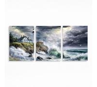 Lighthouse Diamond Art Kits Adults Beginner 12 x 8Inch 3 Pack, Sea Diamond Painting, 5D DIY Full Drill Paint by Numbers, Wall Art Gems Paintings for Bedroom Office Room Decor Gifts for Women PZSH-3791