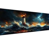 Lighthouse Diamond Art Kits for Adults, 5D DIY Full Drill Diamond Painting Ocean Kits for Beginners, Gem Crafts Embroidery Pictures for Home Decoration, Mothers Day Gifts for Mum, 50x100cm Y1-276