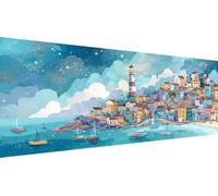 Lighthouse Diamond Art Kits for Adults, 5D DIY Full Drill Diamond Painting Small Town Kits for Beginners, Gem Crafts Embroidery Pictures for Home Decoration, Mothers Day Gifts for Mum, 40x80cm Y1-230