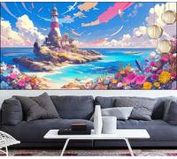 Lighthouse Diamond Art Painting Flower Diamond Painting Kits for Adults,Square Full Drill Gem Arts and Crafts Pictures Embroidery Cross Stitch Canvas Paint by Numbers for Kids,Gifts 24x60in LT-705