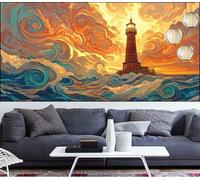 Lighthouse Diamond Art Painting Ocean Waves Diamond Painting Kits for Adults,Square Full Drill Gem Arts and Crafts Pictures Embroidery Cross Stitch Canvas Paint Numbers for Kids,Gifts 24x60in LT-507