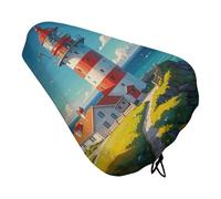 Lighthouse Diamond Paint Bike Seat Cushion Waterproof Bicycle Seat Cover with Drawstring Comfort Dustproof Rain Proof Protection Bike Seat for Outdoor Most Bicycles Mountain Road Bikes