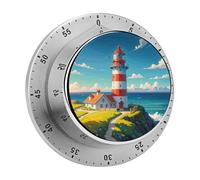 Lighthouse Diamond Paint Kitchen Timer - Mechanical Visual Timer, Stainless Steel Digital Timers with Magnetic Base Egg Timers for Hard Boiled Eggs 60-Minute Countdown Kitchen Clock for Cooking