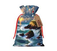 Lighthouse Diamond Paint Print Reusable Gift Bags,Drawstring Gift Bags For Jewelry And Gifts,For Festive Occasions