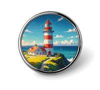 Lighthouse Diamond Paint Round Badge Cute Brooch Hats Jackets Decor Personalized Lapel Pin Clothing Jewelry Accessories for Wedding Party Gift