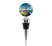 Lighthouse Diamond Paint Wine Stopper Reusable Wine Bottle Stopper Decorative Metal Beverage Bottle Toppers for Champagne, Liquor & Oil Bottles Wedding Christmas Party Bar Decor