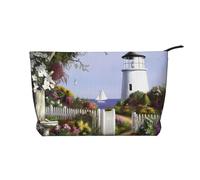 Lighthouse Diamond Painting Corduroy Makeup Bag – Versatile Cosmetic Pouch with Zipper for Daily Use and Travel Capacity Organizer