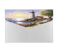 Lighthouse Diamond Painting File Folder with Snap&6 Pockets Reusable File Organizer Portable Document Paper Bill Receipt Organizer Plastic Envelopes for Office College Letter Size