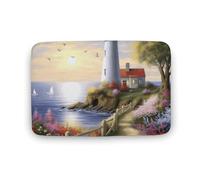 Lighthouse Diamond Painting Floor Mat 15.7"x23.6 " Stylish Multifunctional Coral Fleece Rugs Soft Super Absorbent Patterned Thick Bath Mats for Bathroom Floor,Dressing Table, Home Decor Accessories