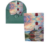 Lighthouse Diamond Painting Print Thank You Cards Greeting Cards With Envelopes Blank Note Cards 10x15 cm Perfect for Thank Yous Invitations