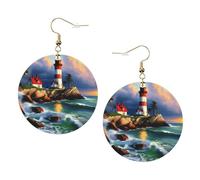 Lighthouse Diamond Painting Trendy Leather Earrings For Women Dangle 1 Pair Lightweight Printed Piercing Earrings Jewelry Gifts For Women Girls