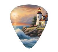 Lighthouse Diamond Painting Wzywhj Prints Abs Guitar Picks 12 Piece, Easy Grip Uke Picks For Your Bass, Ukulele, Acoustic Or Electric Guitar