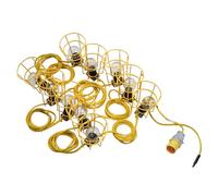 Lighthouse E27 Festoon Lights - 22M/72FT String Lights, IP44 Weather Resistant, Linkable, 10 x 60W Rough Service Bulbs with Bulb Guards, for Construction, Worksite, Garden, Events - 16 Amp 110V Plug