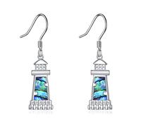 Lighthouse Earrings for Women Sterling Silver Abalone Shell Lighthouse Dangle Drop Earring Birthday Jewellery Gift for Girlfriend Lover