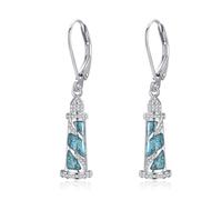 Lighthouse Earrings for Women Sterling Silver Turquoise Lighthouse Dangle Drop Earring Birthday Jewelry Gift for Lover