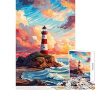Lighthouse Evening Pixel Hard Jigsaw Puzzle for Adults 1000 Pieces Improve Attention Span And Focus Peaceful Relaxing Leisure Fun (38x26cm)