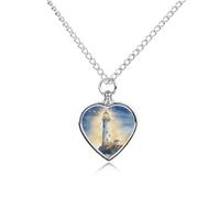 Lighthouse Fantasy Light Pet Cremation Jewelry for Ashes Waterproof Urn Necklace with Filling Kit Heart Pendant Ash Necklace Memorial Keepsake Jewelry Custom Sympathy Gift for Dog Cat Human Ashes
