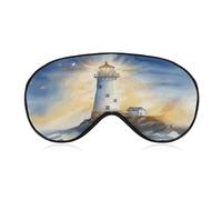 Lighthouse Fantasy Light Sleep Mask Soft and Comfortable Night Sleeping Mask Face-Hugging Padded Eye Cover with Adjustable Band for Deep Rest Travel Shift Work