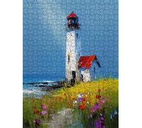 Lighthouse Flower Jigsaw Puzzles for Adults 1000, 1000 Piece Jigsaw Puzzles, Classic Educational Jigsaws, Impossible de Assemble Handmade, Challenging Puzzle, Fun Family Activities FNKL0-256