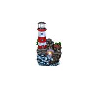 (Lighthouse Fountain) GEEZY Garden Fountain Water Feature LED Lights Indoor Outdoor Polyresin Statues Decor