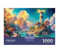Lighthouse Glowing at Golden Hour 1000-Piece Jigsaw Puzzle Coastal Lighthouse Brainteasing Challenge for All Ages 52x38cm/1000pcs