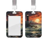 Lighthouse Heavy Duty Id Card Badge Holder Plastic Name Tag Badge Holder with Clear Window Waterproof Card Protector Sleeve for Nurse Doctor Teacher Office Employee