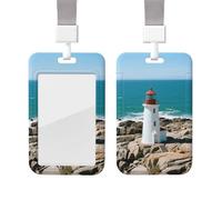 Lighthouse Heavy Duty Id Card Badge Holder Plastic Name Tag Badge Holder with Clear Window Waterproof Card Protector Sleeve for Nurse Doctor Teacher Office Employee