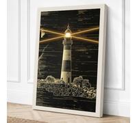 Lighthouse in Darkness Canvas Wall Art Print 24x16 Inch (61 x 41 cm)