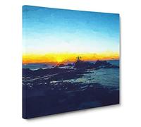 Lighthouse in Jersey in Abstract Modern Canvas Wall Art Print Ready to Hang, Framed Picture for Living Room Bedroom Home Office Décor, 14x14 Inch (35x35 cm)