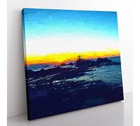 Lighthouse in Jersey in Abstract Modern Canvas Wall Art Print Ready to Hang, Framed Picture for Living Room Bedroom Home Office Décor, 35x35 cm (14x14 Inch)