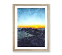 Lighthouse In Jersey Painting Modern Framed Print | A2 Oak Framed Wall Art | Ready to Hang | Modern Cityscape Picture | Living Room Bedroom Lounge Office