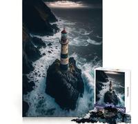 Lighthouse in Rough Sea Jigsaw Puzzle 1000 Piece for Adults Mind Exercise Stress Relief Family Play Birthday Idea (38x26cm)
