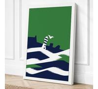 Lighthouse in Rough Seas Canvas Wall Art Print 18x12 Inch