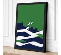 Lighthouse in Rough Seas Canvas Wall Art Print 36x24 Inch (91 x 61 cm)