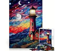 Lighthouse in Stained Glas 1000 Pieces Jigsaws Adults Puzzles Gifts Creative Play Nice Thick Real Challenge Great Gift (38x26cm)