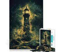 Lighthouse in Storm Adult Jigsaw Puzzle1000 Pieces Focus Train Snug Connection Family Enjoyable (38x26cm)