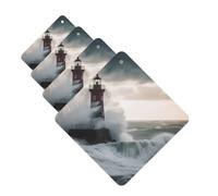 Lighthouse In Storm Car Air Fresheners Cards Set of 4 Pieces Personalized Car Fresheners Gifts for Men Women Auto Aromatherapy Tablets Hanging Scented Cards for Wardrobe Bathroom