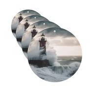 Lighthouse In Storm Car Air Fresheners Cards Set of 4 Pieces Personalized Car Fresheners Gifts for Men Women Auto Aromatherapy Tablets Hanging Scented Cards for Wardrobe Bathroom