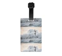 Lighthouse in Storm Print Durable PVC Luggage Tag for Suitcase Heavy Duty ID Holder Modern Business Travel Accessory