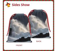 Lighthouse In Storm Print Gift Drawstring Bag Reusable Pouch Festive Decor Party Favor Daily Storage Sack