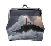 Lighthouse In Storm Print Practicality Coin Purse Cute Mini Coin Pouch for Women (4.52 x 4.13in) Exquisite, Black, One Size