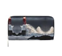 Lighthouse In Storm Print Womens Wallet, Ladies Credit Card Holder, Phone Wallet Purses, Long Clutch Hand Bag