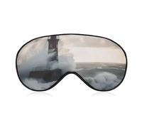 Lighthouse in Storm Sleep Mask for Women Men Side Sleeper Eye Cover with Adjustable Strap Soft Breathable Blackout Mask Slip-Free Deep Sleeping Travel Essentials